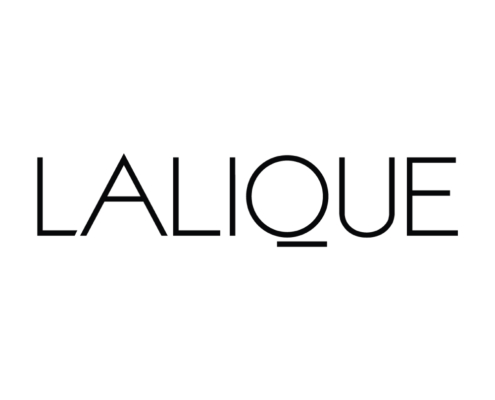 LALIQUE wordmark in black on white, with a small underline beneath the Q.