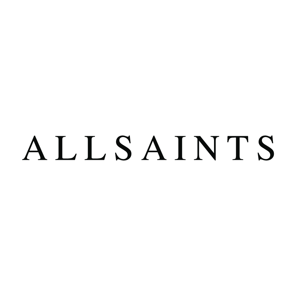ALLSAINTS logo in black serif font on white background